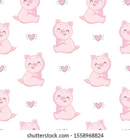 Seamless Pattern Pig Pink Background Stock Vector (Royalty Free ...