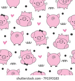 seamless pattern with pig, vector textile fabric print vector illustration