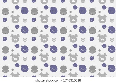 seamless pattern with pig,cow vector design illustration