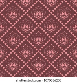 seamless pattern with pigeon and hearts 