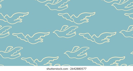 seamless pattern with pigeon of peace in hand drawn style. Element for poster design banner decoration prints postcards backgrounds wallpaper wrapping packaging textile banner
