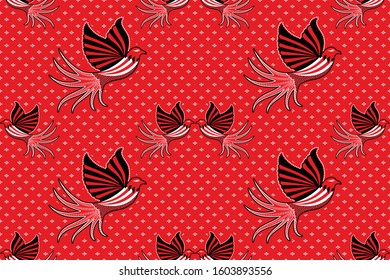 Seamless pattern with pigeon vector Illustration, Indonesian batik motif