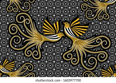 Seamless pattern with pigeon vector Illustration, Indonesian batik motif