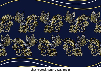 Seamless pattern with pigeon vector Illustration, Indonesian batik motif
