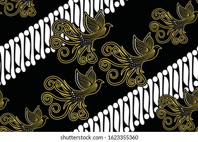 Seamless pattern with pigeon vector Illustration, Indonesian batik motif