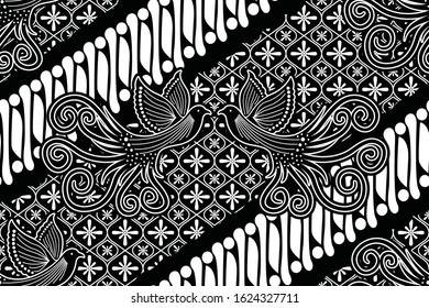 Seamless pattern with pigeon vector Illustration, Indonesian batik motif