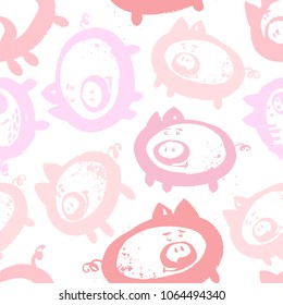 Seamless pattern with piglets.