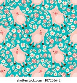 Seamless pattern with piglets.