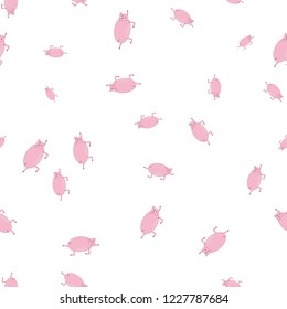 Seamless pattern with pigs in funny poses. Isolated on white background.