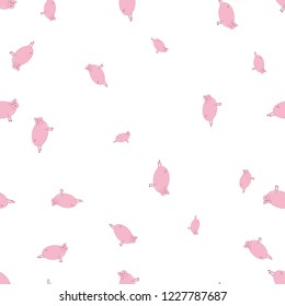 Seamless pattern with pigs in funny poses. Isolated on white background.