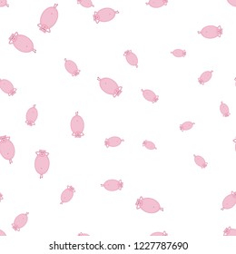 Seamless pattern with pigs in funny poses. Isolated on white background.