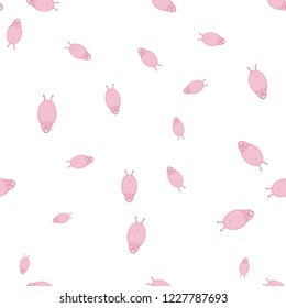 Seamless pattern with pigs in funny poses. Isolated on white background.