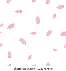 Seamless pattern with pigs in funny poses. Isolated on white background.