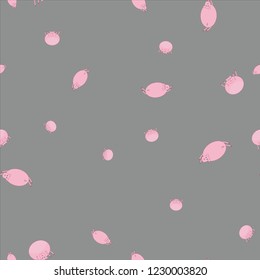 Seamless pattern with pigs in funny poses. Gray background.