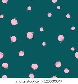 Seamless pattern with pigs in funny poses. Green background.