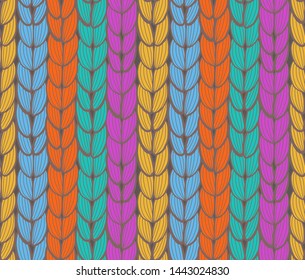 Seamless pattern of pigtails. Hair or knit texture. Vector illustrator.