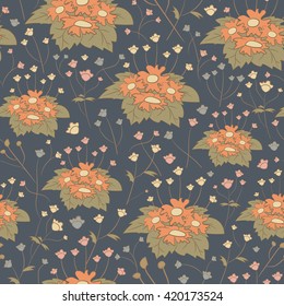 Seamless pattern with piles of color tender flowers
