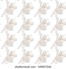 Seamless pattern with pine branches. Can be used for graphic design, textile design or web design.