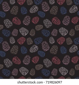 Seamless pattern with pine cones. Christmas and New year hand drawn illustration for your design.