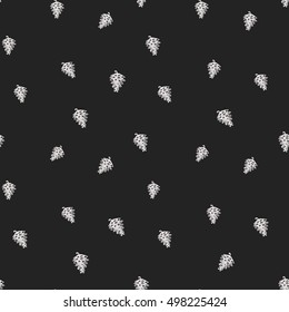 Seamless pattern with pine cones. Decorative design for eco autumn celebrations. Rustic floral symbols and elements on black chalkboard.