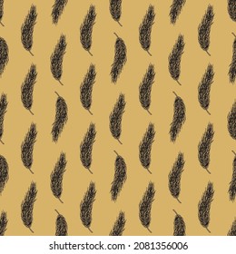 Seamless pattern of Pine tree branch, Christmas new year background, hand drawn botanical print. Vector seasonal wallpaper, winter textile fabric, paper design