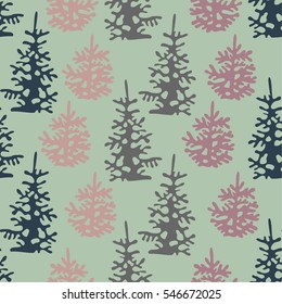 Seamless pattern with pine trees Fir forest illustration