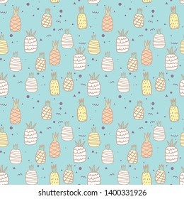 Seamless pattern with pineapple background. Vector illustrations for gift wrap design.
