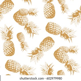 Seamless pattern. Pineapple background. Vector illustration. Perfect for invitations, greeting cards, wrapping paper, posters, fabric print.