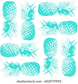 Seamless pattern. Pineapple background. Vector illustration. Perfect for invitations, greeting cards, wrapping paper, posters, fabric print.