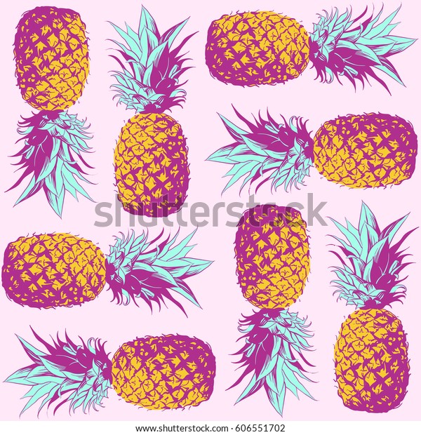 Pineapple Pattern Tropical Wallpaper Botanic Illustrations Ananas Mania Seamless Pattern Pineapple Wallpaper