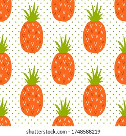 Seamless pattern pineapple. Design farm natural vitamin. Vector illustration.