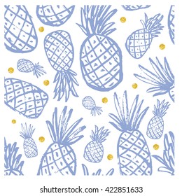 Seamless pattern with  pineapple. Editable and repeatable vector illustration file. Seamless pattern pineapple seamless pattern.Serenity trendy color. trendy seamless pattern, Pineapple summer pattern