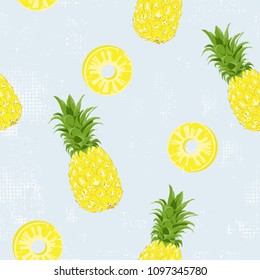 Seamless pattern Pineapple Exotic tropical fruit on pastel color background.printing wallpaper.vector illustration