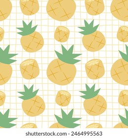 Seamless pattern with pineapple fruit