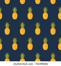 seamless pattern pineapple fruit food on blue background wallpaper textiles vector