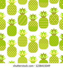 Seamless pattern of pineapple fruit. Suitable for fabric design, covers, gift wrap. Vector.