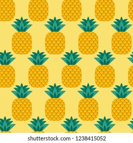 Seamless pattern of pineapple fruit. Suitable for fabric design, covers, gift wrap. Vector.
