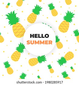 seamless pattern of pineapple fruit with summer theme