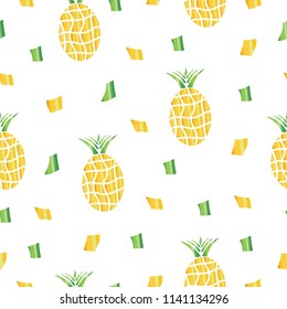 seamless pattern with pineapple fruit vector - summer pattern illustration