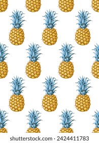 Seamless pattern with pineapple fruits