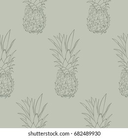 Seamless Pattern with Pineapple. Fruits Design Pattern on a green