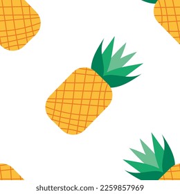 Seamless pattern with Pineapple, great design for any purposes. Flat Vector design. Color vector illustration in cartoon style. Healthy eating. Sweet food. Tropical background.