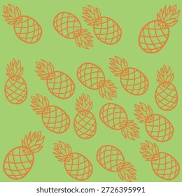 Padrão sem costura de abacaxi, Desenho à mão Abacaxi Doodle. Abacaxi doodle padrão de fundo, abacaxi Padrão sem costura para colorir livros infantis