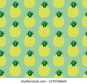 Seamless pattern with pineapple. Hand drawn pineapples. Vector illustration. EPS 10