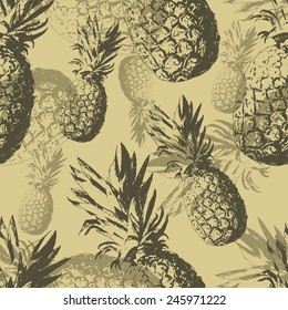 seamless pattern with pineapple. hand drawn