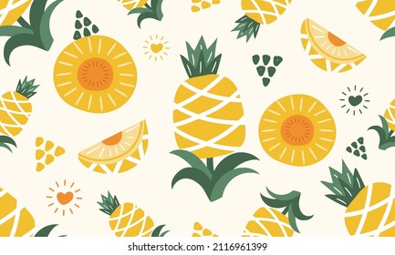 seamless pattern pineapple isolated on color background. Vector illustation.