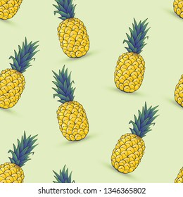 seamless pattern of pineapple on green background