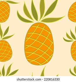 Seamless pattern with pineapple on a light background