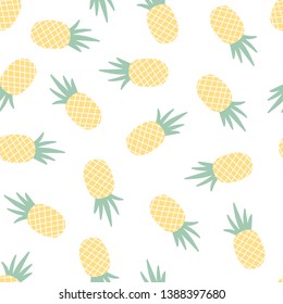 Seamless pattern with pineapple on white background.