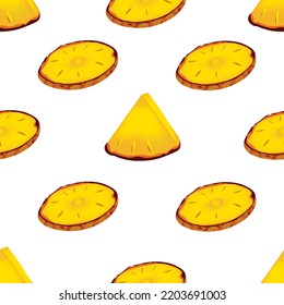 Seamless pattern with pineapple slice. Pineapple slice background. Vector illustration with exotic tropical fruit.